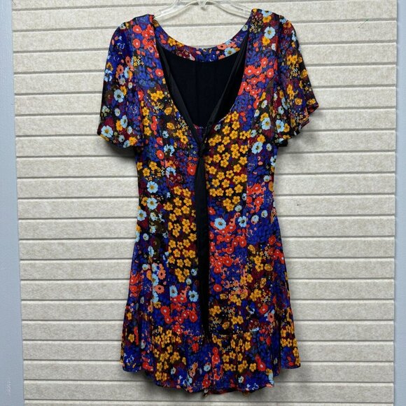 Anthropologie Floral Boho Ruffle Mini Dress Butterfly Sleeves Black Sz 2 - Picture 4 of 13